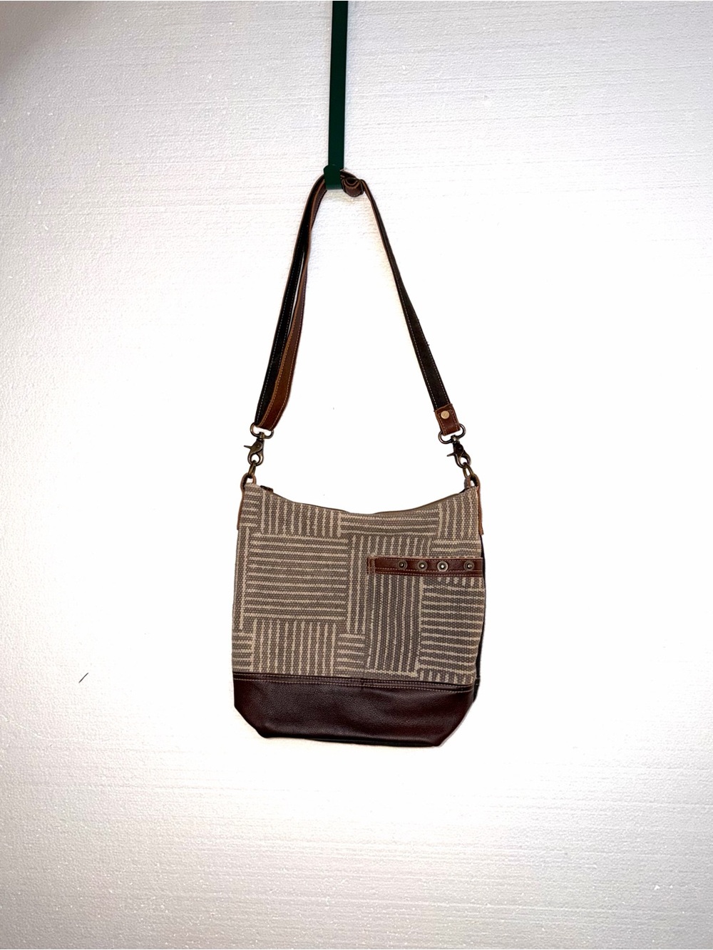 Myra Bag Reversible Crossbody Purse Brown Woven Geometric Boho Western